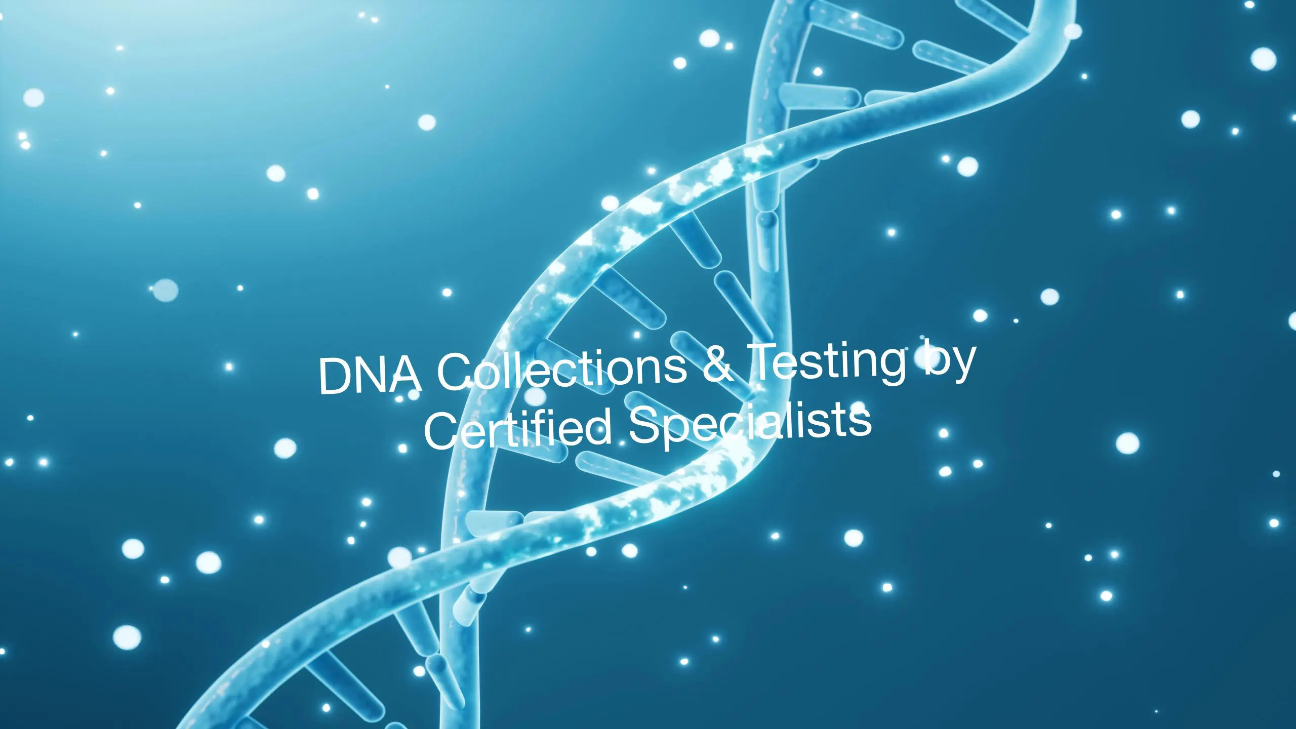 DNA strand with text about certified testing.